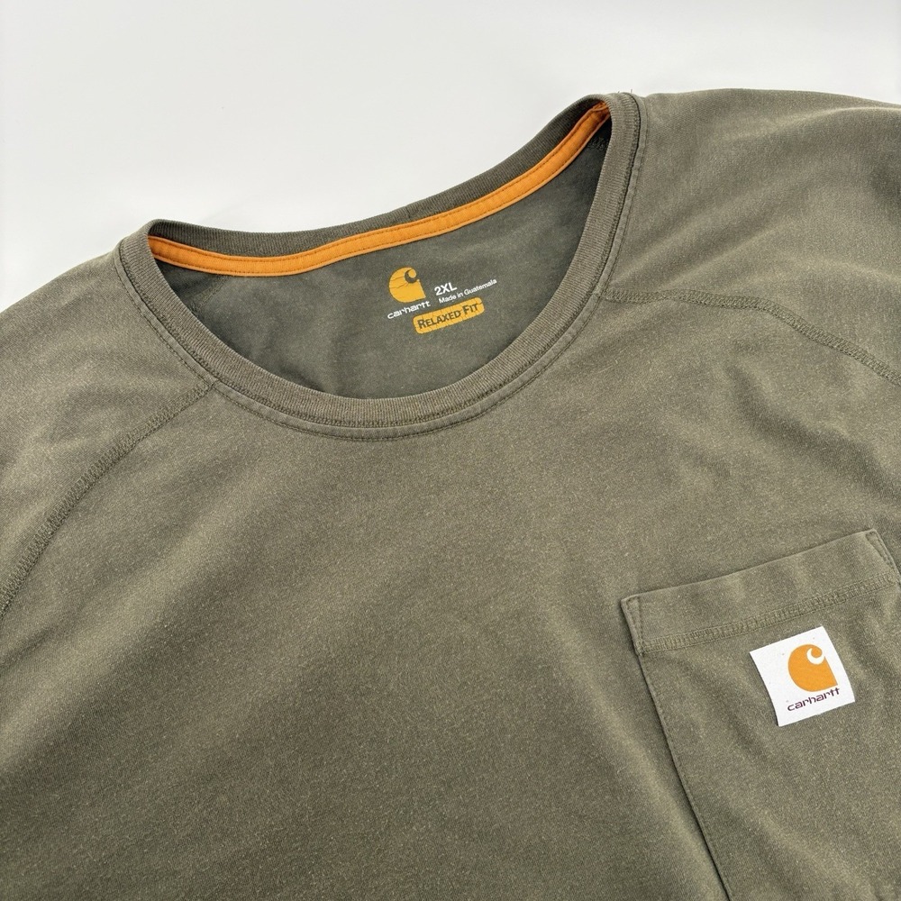 Carhartt T-Shirt Relaxed Fit Olive Green 2XL Pocket Short‎ Sleeve